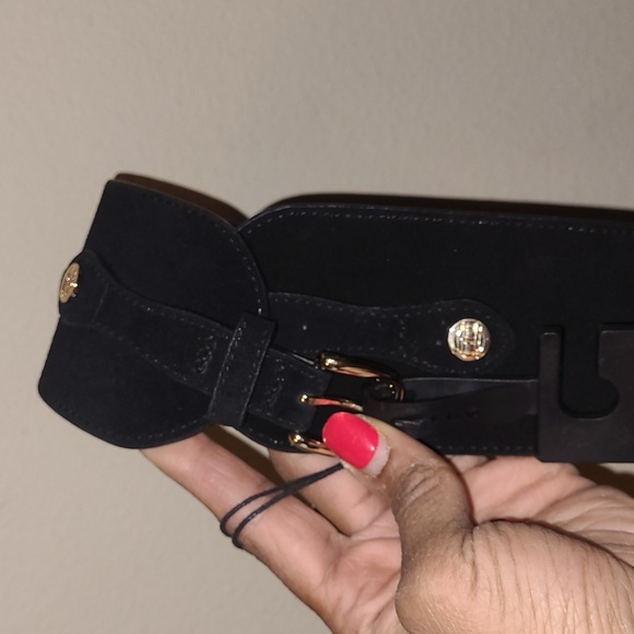 House Of Harlow 1960 Suede/Genuine Leather Black Belt - Size M/L